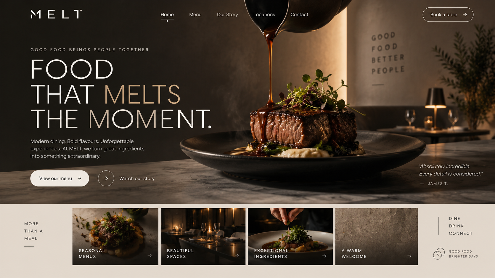 MELT website design